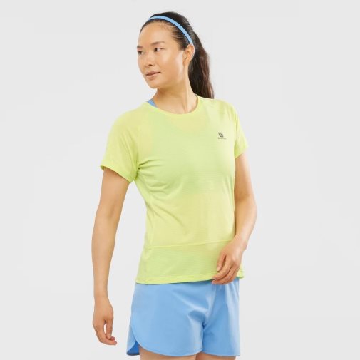 Lemon Salomon Cross Run Short Sleeve Women's T-Shirts | PH 78459W